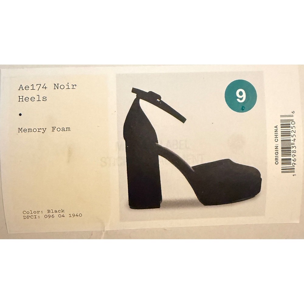A New Day Size 9 Black Faux Suede Platform Block Heel Ankle Strap Pumps Womens - Picture 9 of 9
